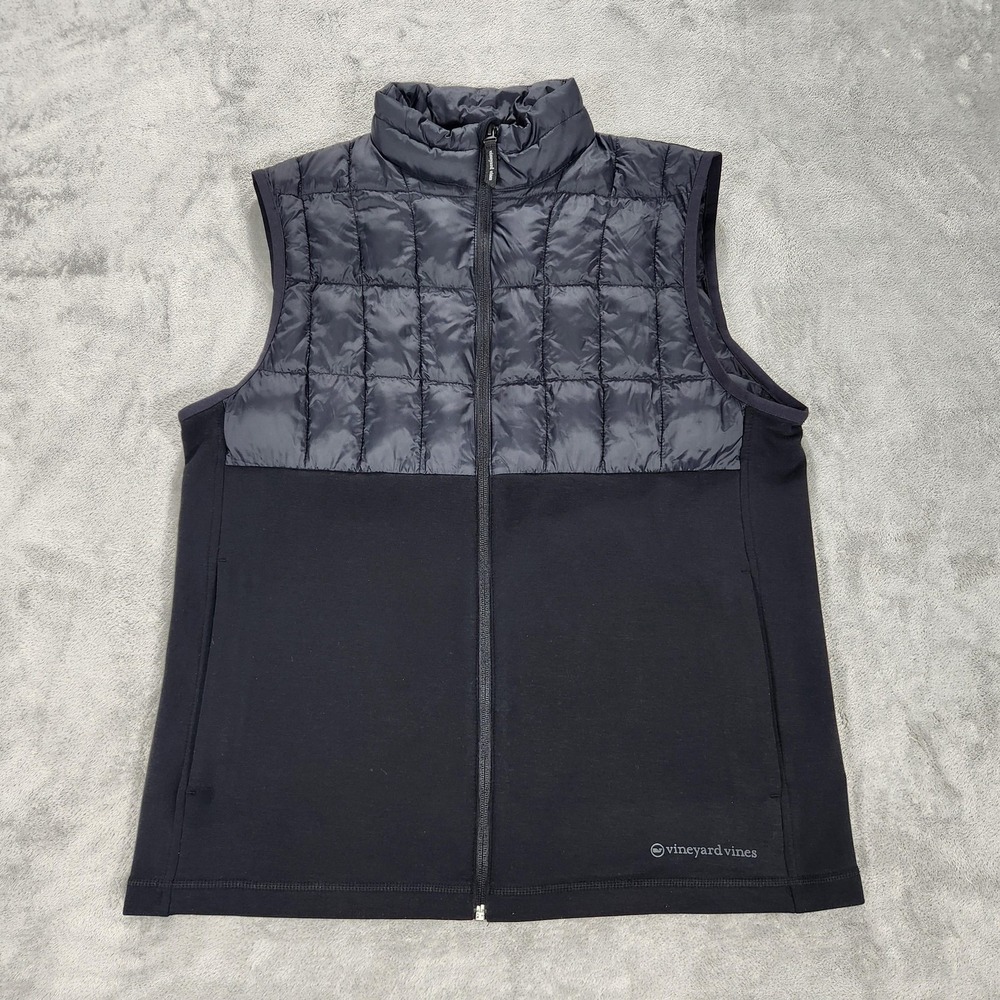 Vineyard Vines On-The-Go Performance Vest Mens Medium Black Quilted Insulated